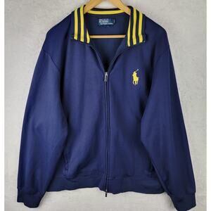 Vintage Polo Ralph Lauren XL Mens Track Jacket Full Zip Pockets Big Pony Logo
